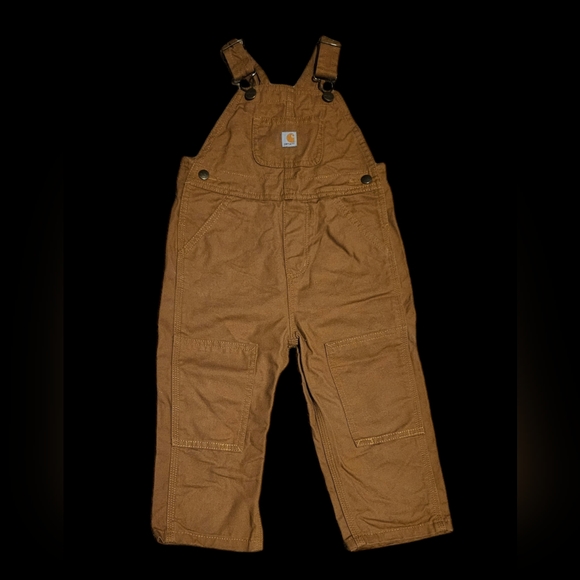 Carhartt Other - Carhartt 2T Brown Double Knee Denim Overalls Bib Cotton Classic Unisex EUC